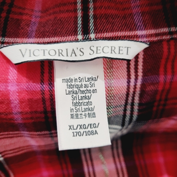 Victorias Secret Sleep Dreamer Shimmer Flannel long sleeve plaid Pajamas size XL - Picture 5 of 11